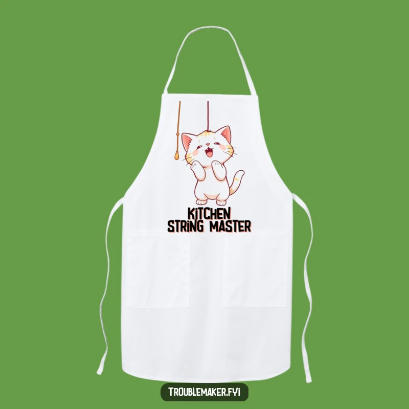 Funny Cat Batting String Apron - Kitchen Fun for Feline Fans