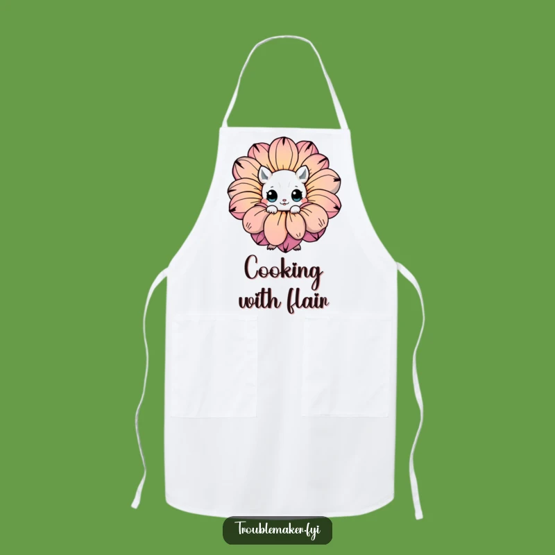 Funny Hidden Creature Flower Apron: Cook with Adorable Charm and Style