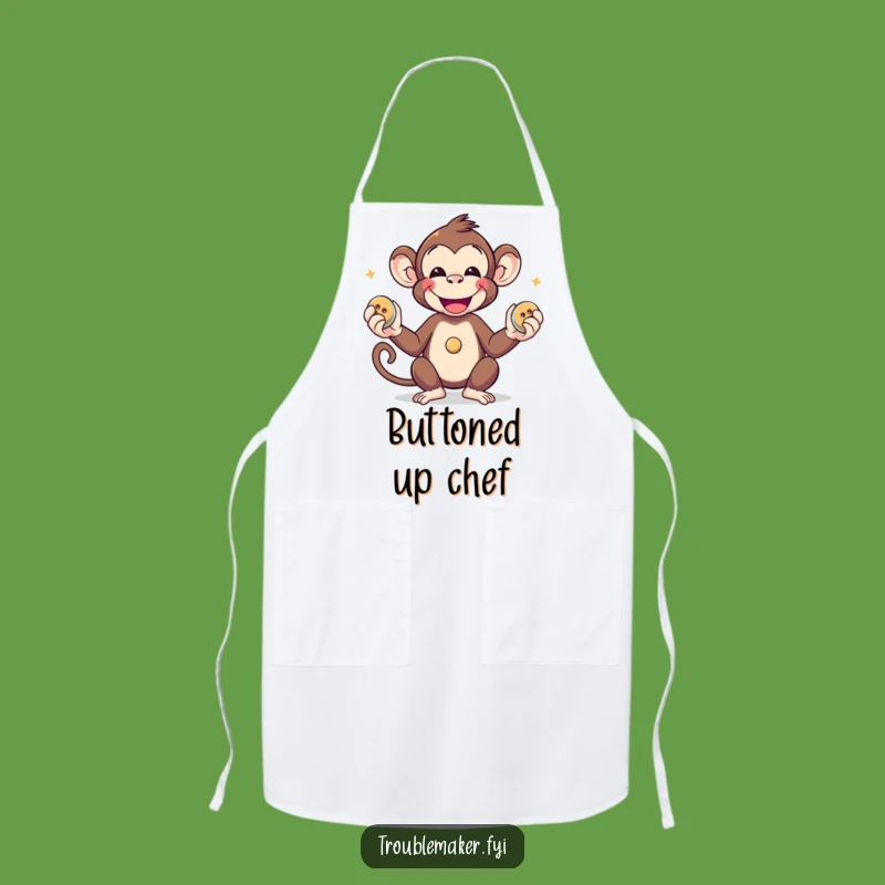 Funny Monkey Juggling Buttons Apron: Cook Up Fun in the Kitchen with This Playful Gear