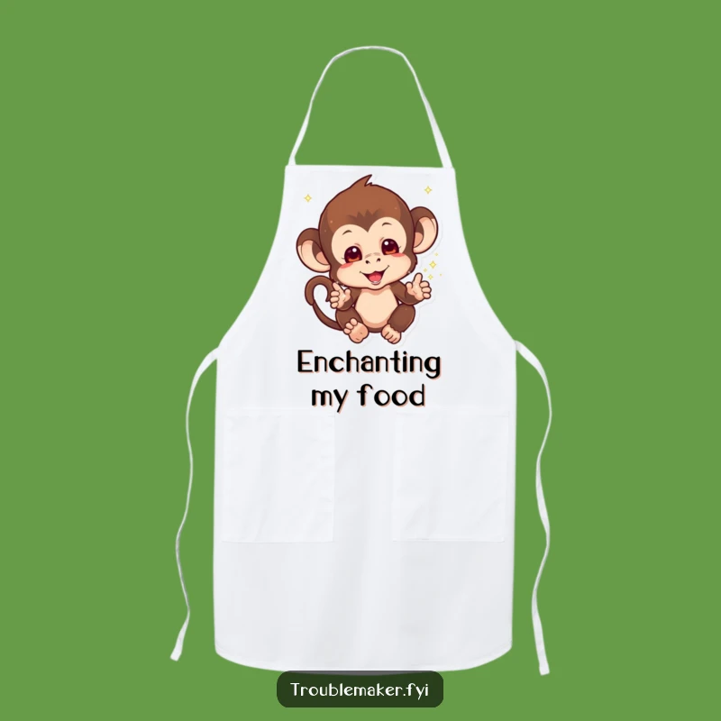 Funny Sparkle Monkey Apron: Cook with Mischievous Magic