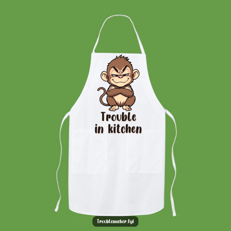 Funny Troublemaker Monkey Apron: Cook Up Fun with This Sly Character Gear