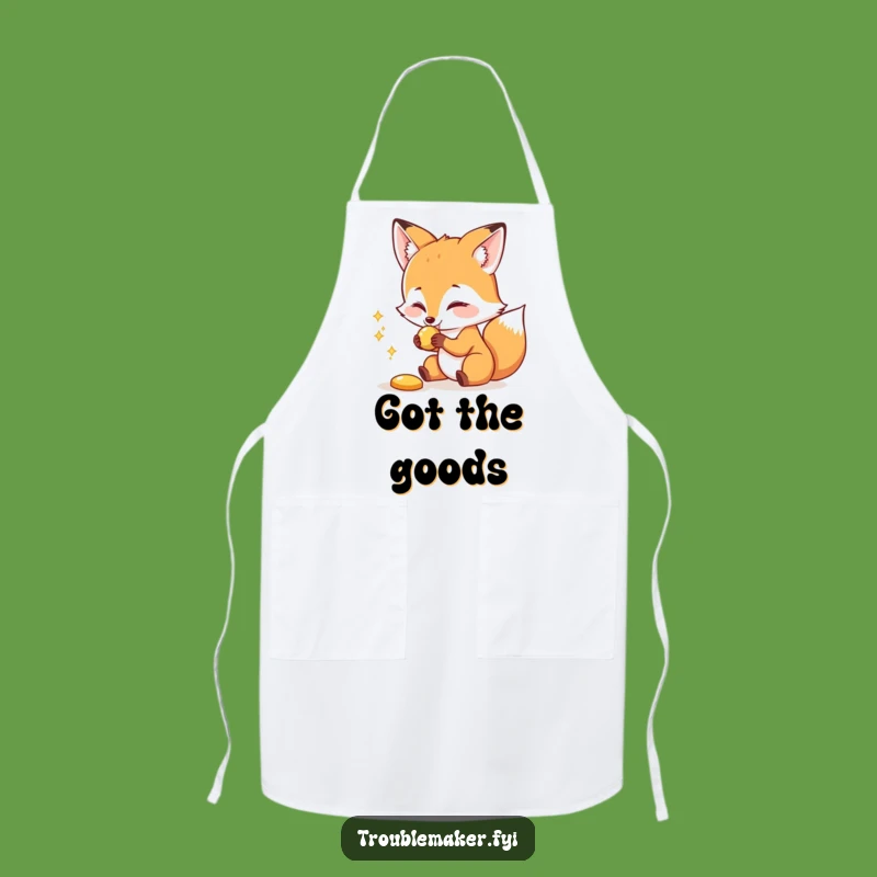Funny Fox Apron: Playful Chef Snatching Shiny Objects, Kitchen Humor