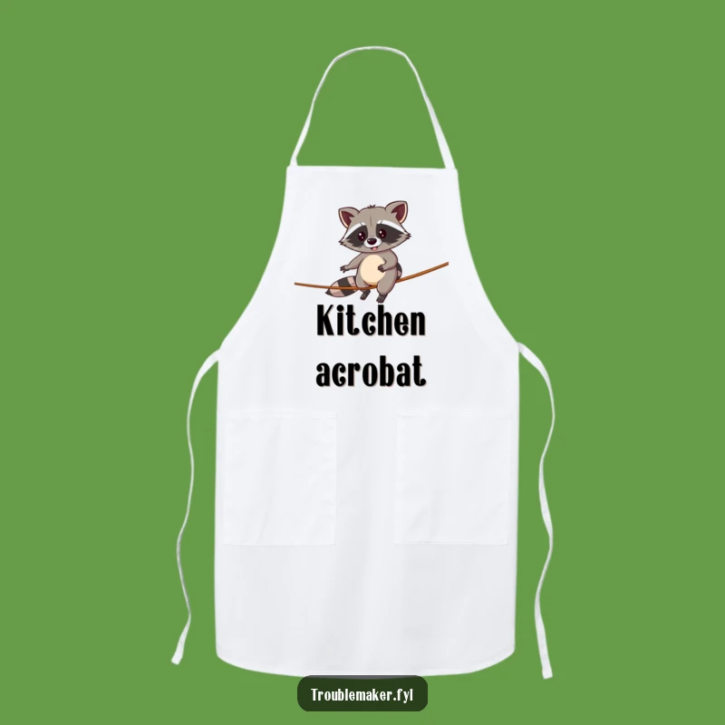 Funny Raccoon Apron: Tightrope Chef, Cooking with Comical Balance