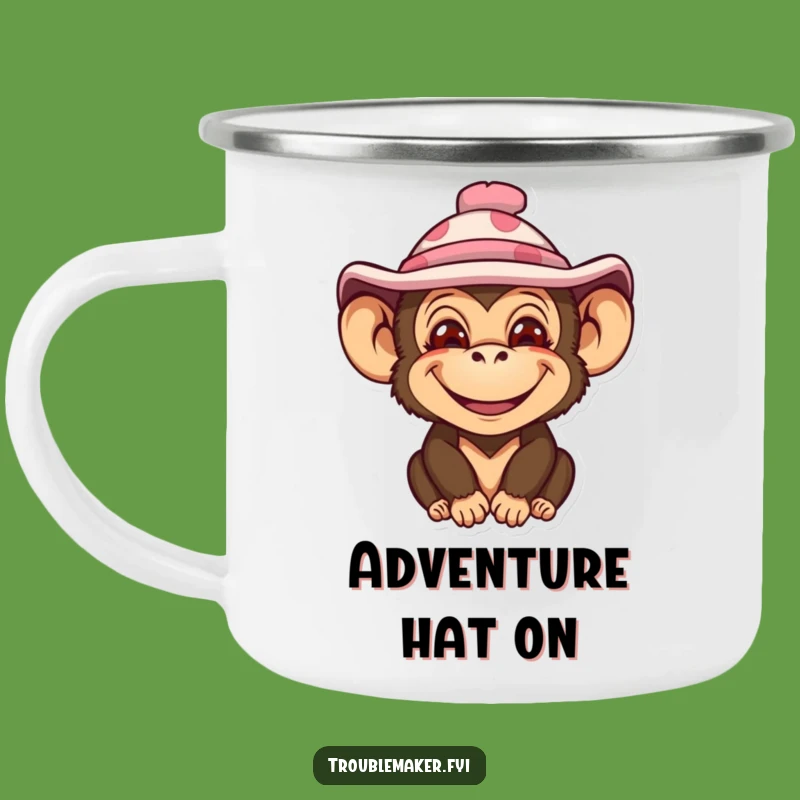 Funny Monkey Hat Camping Mug - Durable & Amusing for Outdoor Adventures