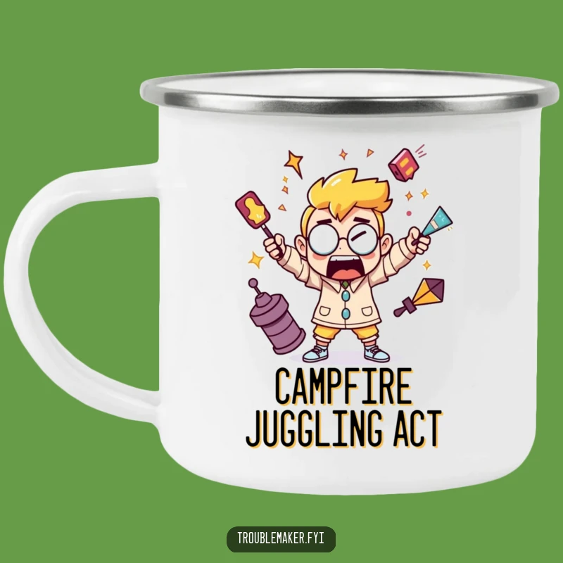 Funny Juggling Troublemaker Camping Mug - Hilarious Companion for Busy Adventures