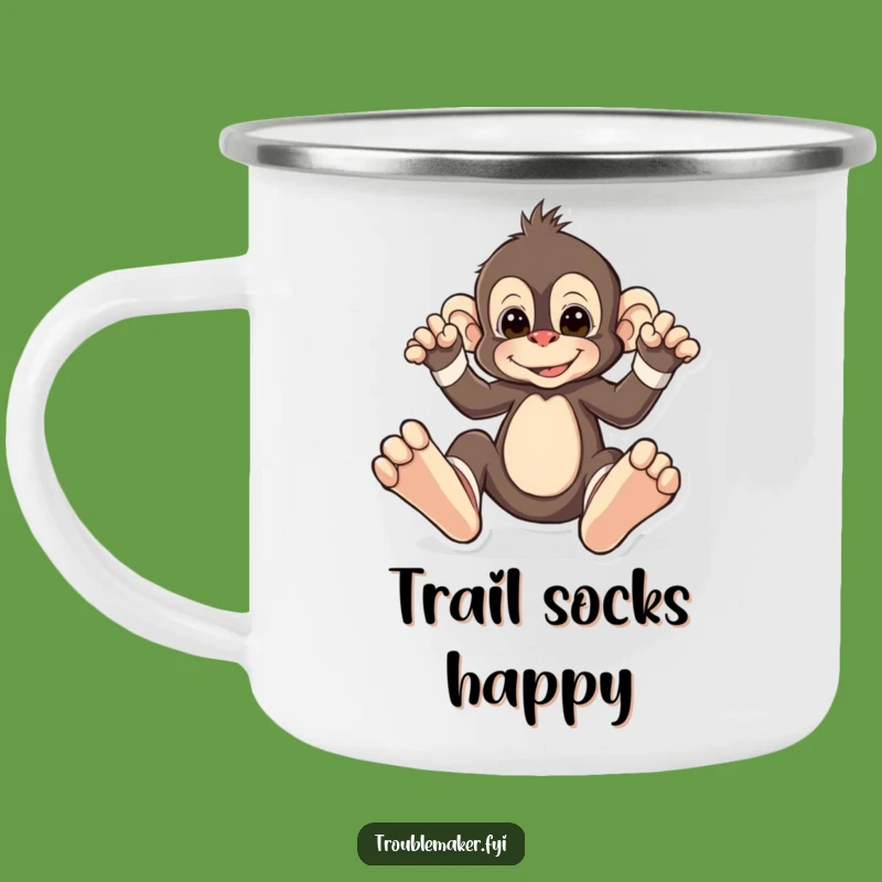 Funny Monkey Mismatched Socks Camping Mug - Adventure with Hilarious Primate Style!