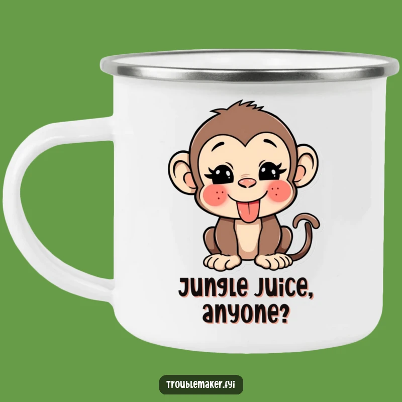 Funny Monkey Tongue Wink Camping Mug: Adventure with a Grin!