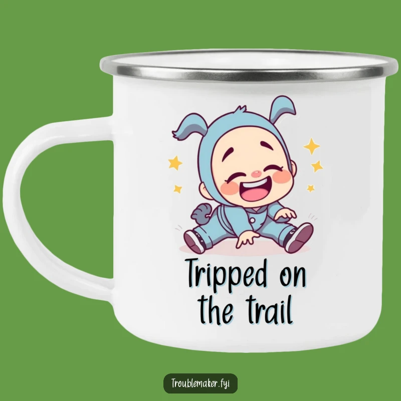 Funny Troublemaker Tripping Camping Mug: Adventure Fuel for Clumsy Souls, Perfect Gift