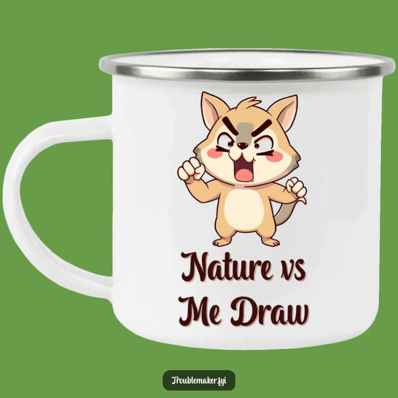 Funny Defiant Animal Camping Mug - Exaggerated Pose Humor for the Trail
