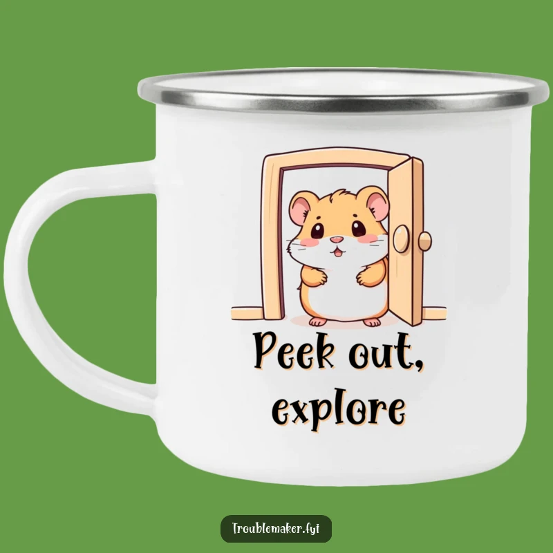 Funny Curious Hamster Camping Mug: Peeking Character Outdoor Gift