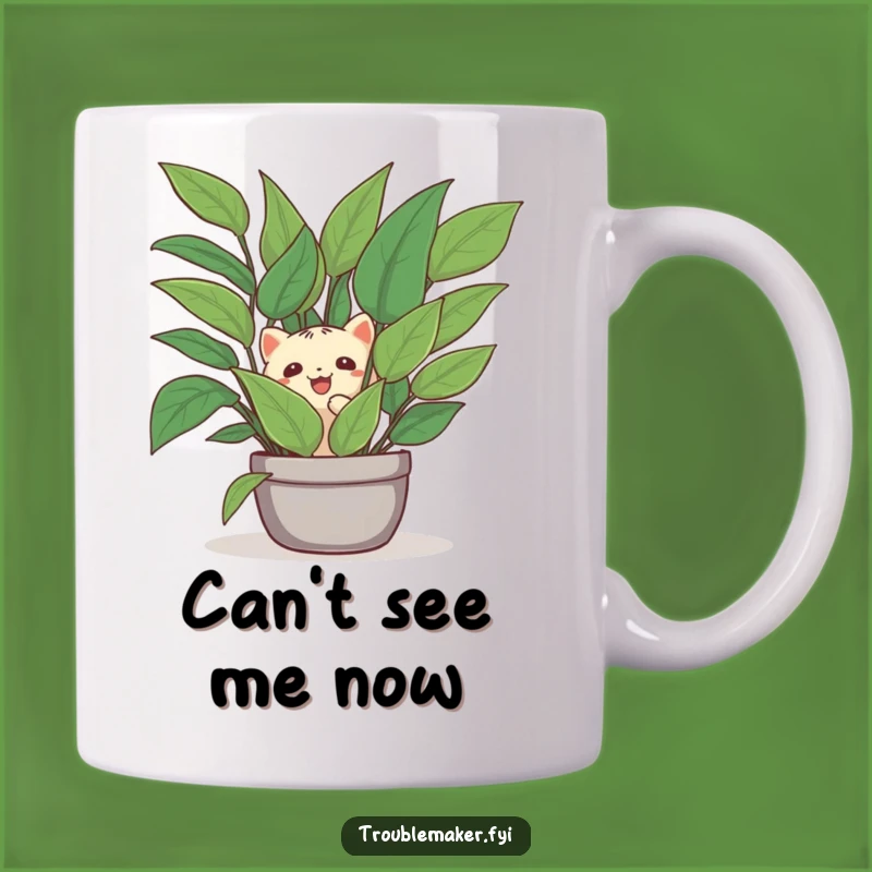 Funny Creature Plant Hideout Mug - Hilarious Gift for Shy Plant Lovers