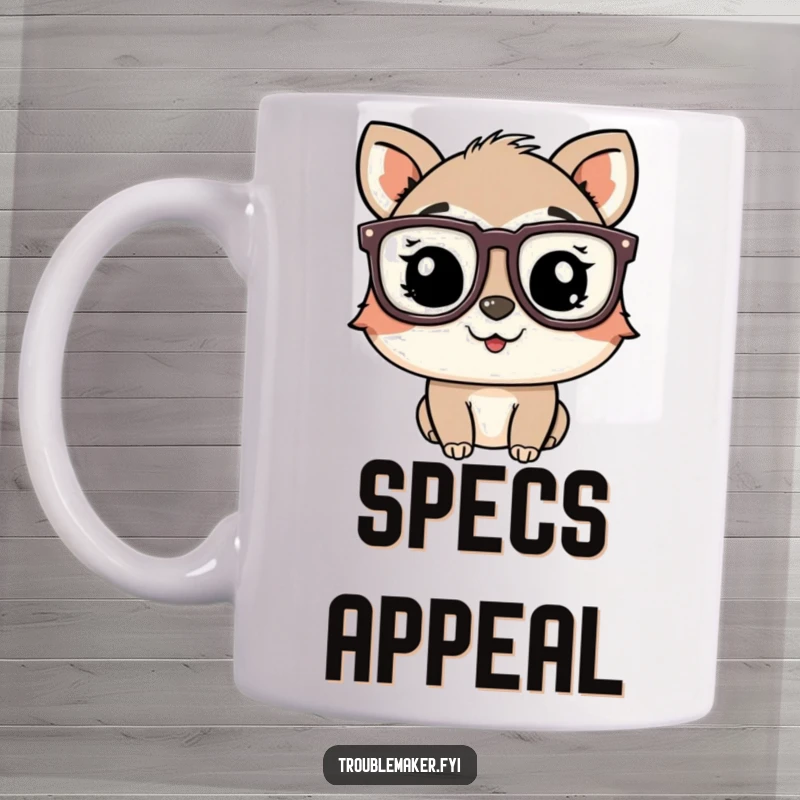 Funny playful animal character wearing oversized glasses and winking, perfect for a funny mug.
