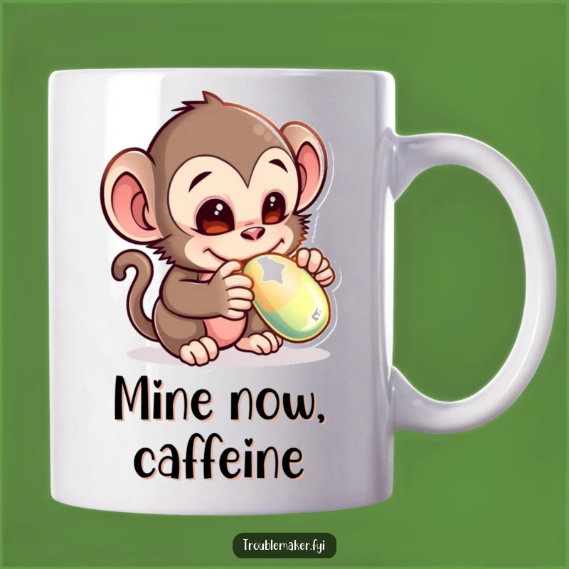 Funny Monkey Thief Mug - Adorable Mischief Creature Stealing Shiny Object Gift