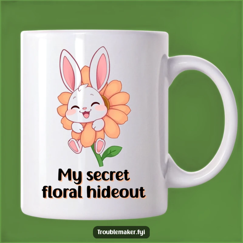 Funny Giggling Bunny Behind Flower Mug: Adorable Cute Animal Gift for Her
