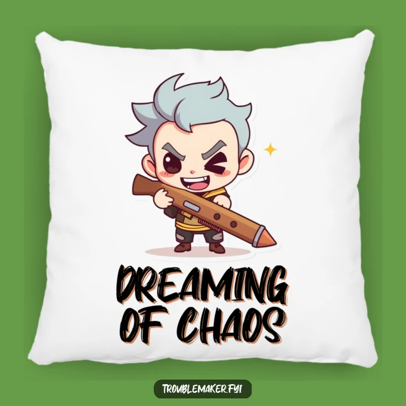 Funny Troublemaker Slingshot Pillow a Cozy Accent for Playful Souls