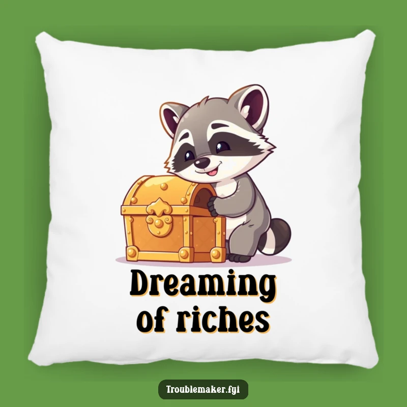 Funny Raccoon Pillow - Cheeky Treasure Hunter Cushion, Perfect Humorous Accent for Adventurous Spaces