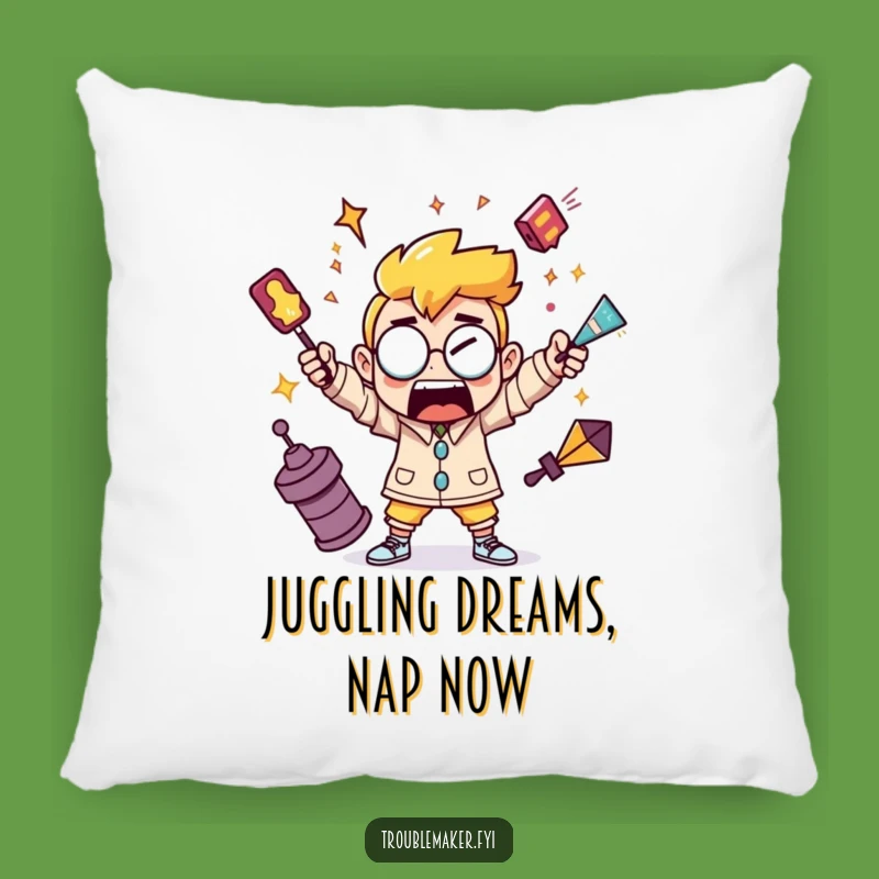 Funny Juggling Troublemaker Pillow - Comfy & Hilarious Accent for Dynamic Spaces