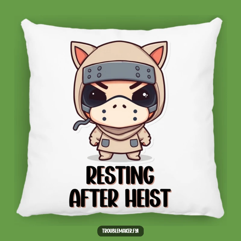 Funny Bandit Mask Wink Pillow a Cozy Accent for Playful Souls