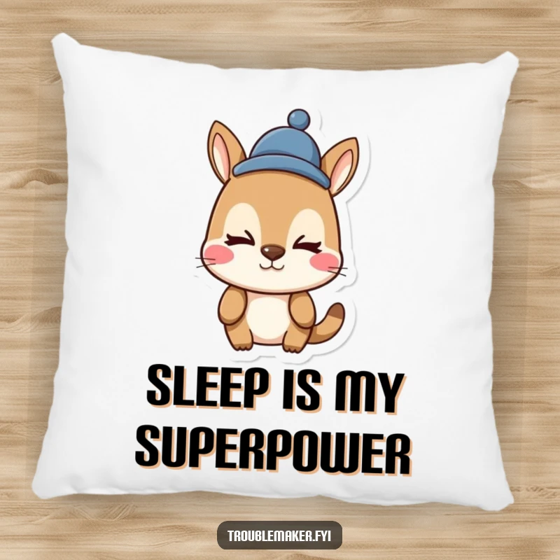 Funny animal character pillow, featuring a silly face and a whimsical funny hat, perfect for comfortable, humorous lounging.