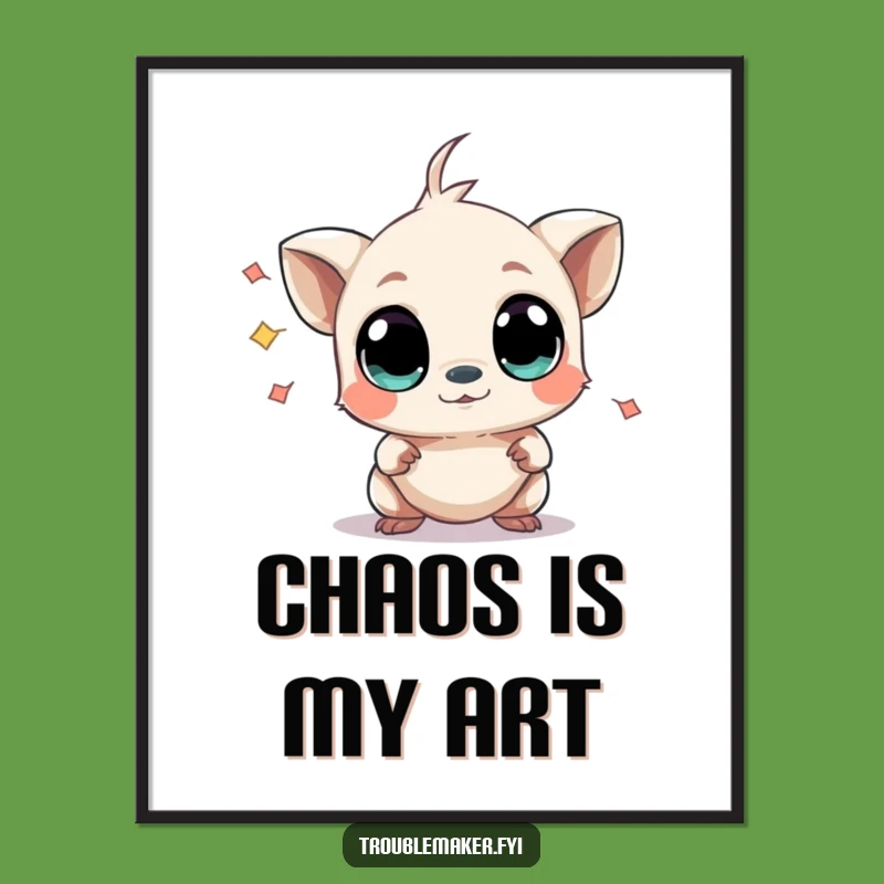 Funny Chaos Creature Digital Art - Curious Eyes Mild Mischief Print
