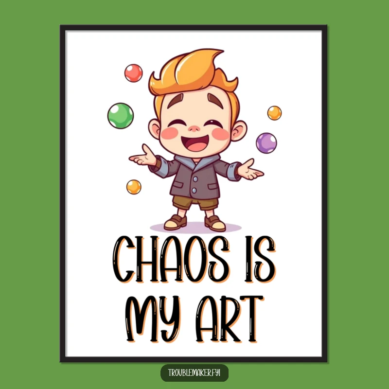 Funny Troublemaker Juggling Digital Art: Instant Colorful Decor, Perfect Funny Gift Download