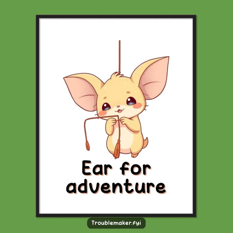 Funny Large Ear Creature Digital Art: Downloadable Playful Wall Art