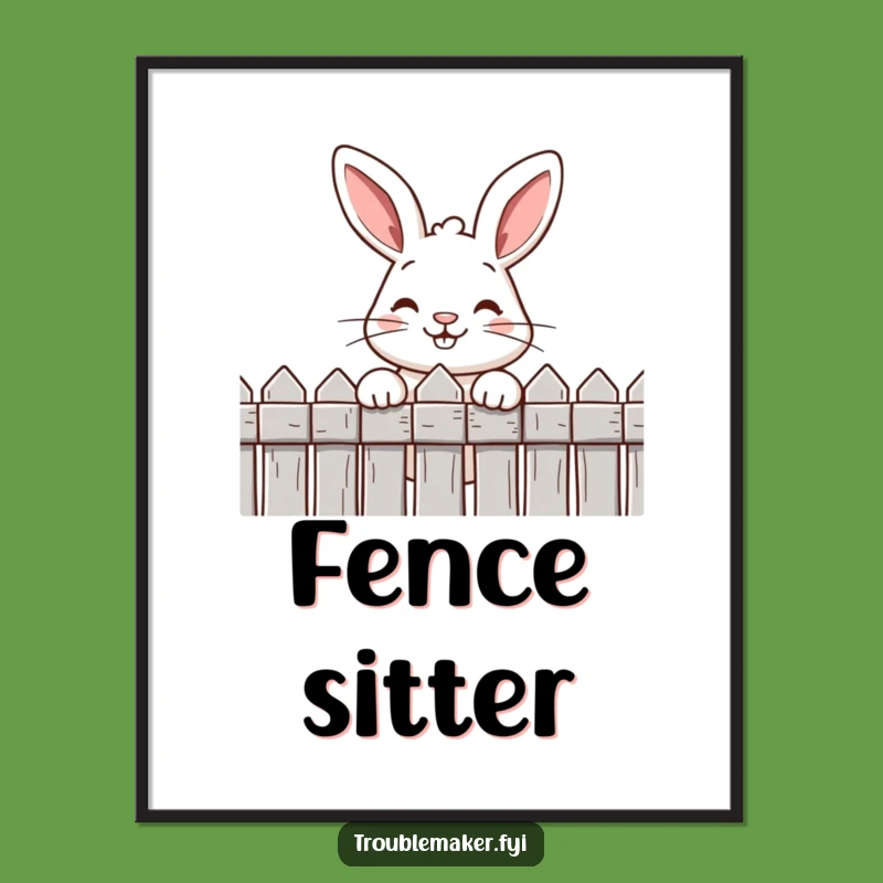 Funny Rabbit Digital Art: Cheeky Grin Peeking, Instant Humorous Decor