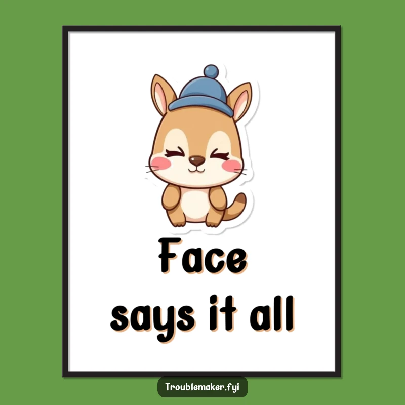 Funny Animal Digital Art: Silly Face & Hat - Instant Humorous Wall Decor