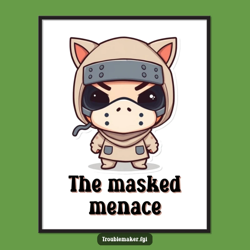 Funny Bandit Mask Wink Digital Art Print a Hilarious Wall Decor