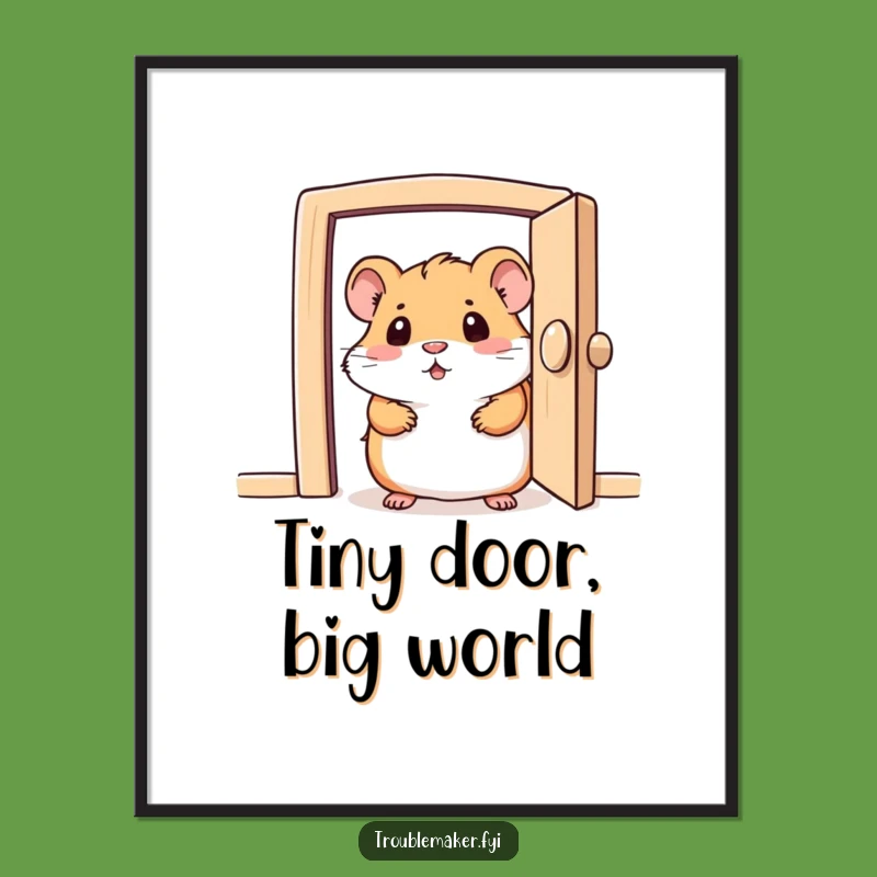 Funny Curious Hamster Digital Art: Peeking Character Printable Gift