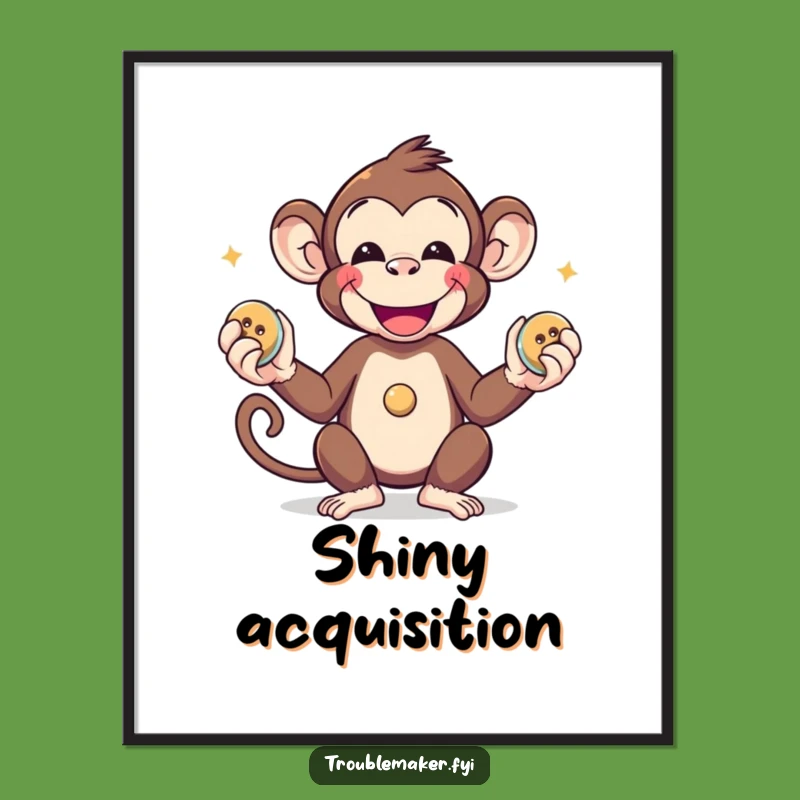 Funny Monkey Juggling Buttons Digital Art Print: Instant Whimsy for Your Decor