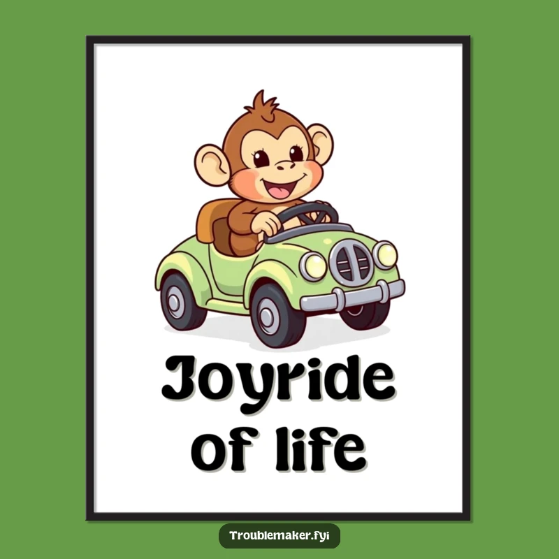 Funny Monkey Toy Car Digital Print - Bring Primate Adventure to Your Walls Instantly!
