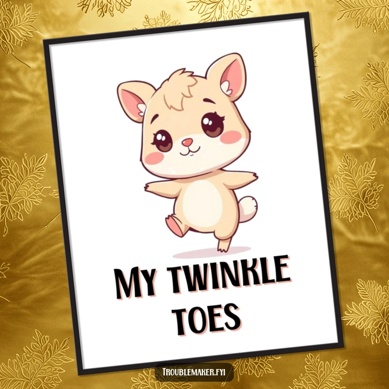 Funny sneaky animal digital art print, a character tiptoeing with a mischievous twinkle, perfect for instant humorous decor.