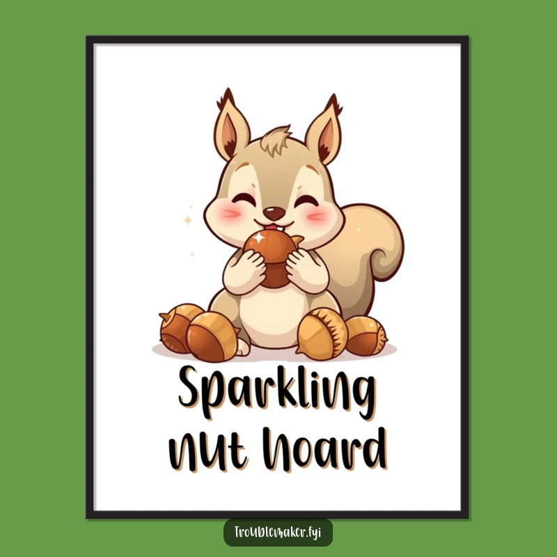 Funny Squirrel Acorn Digital Art: Spirited Character Printable Gift