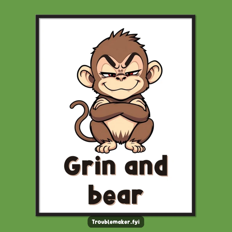 Funny Troublemaker Monkey Digital Art Print: Instant Sly Charm for Your Walls