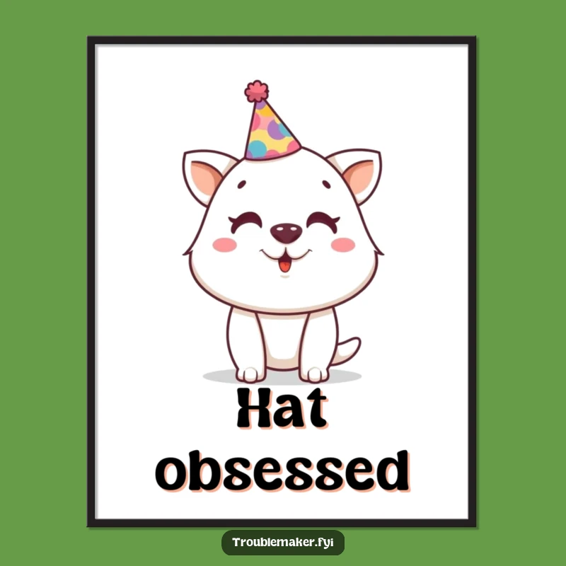 Funny Party Animal Digital Print - Crooked Hat Fun Art, Instant Funny Gift