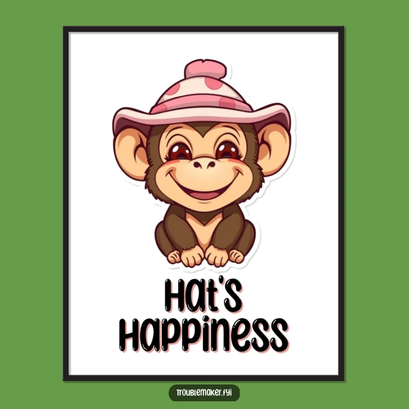 Funny Monkey Hat Digital Art - Instant Download for Whimsical Wall Decor