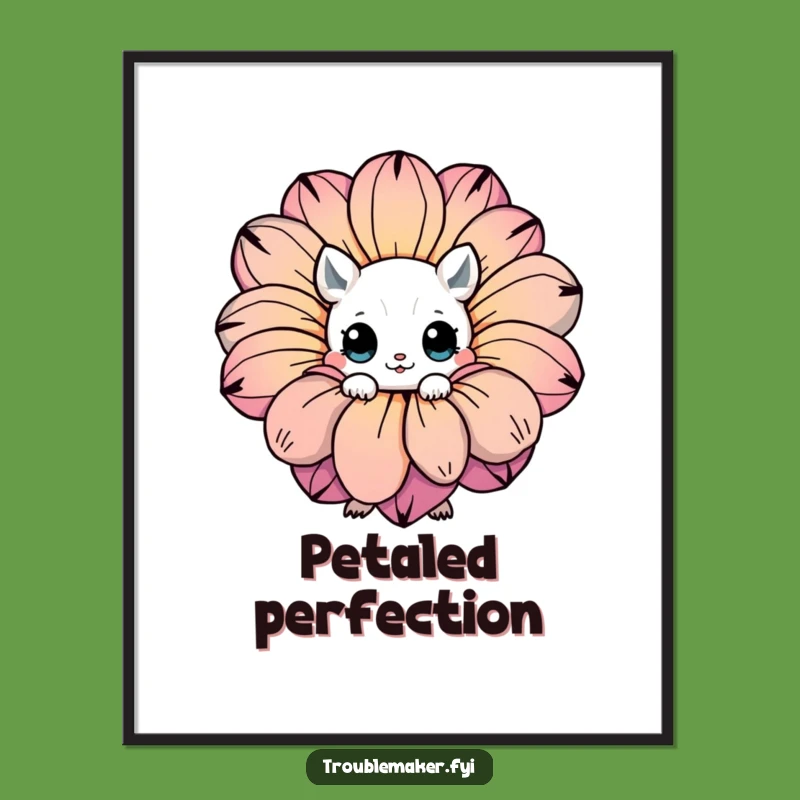 Funny Hidden Creature Flower Digital Art: Downloadable Adorable Wall Art