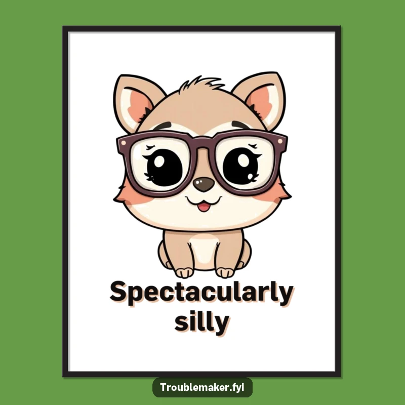 Funny Winking Glasses Digital Print: Quirky Animal Wall Art for Instant Charm