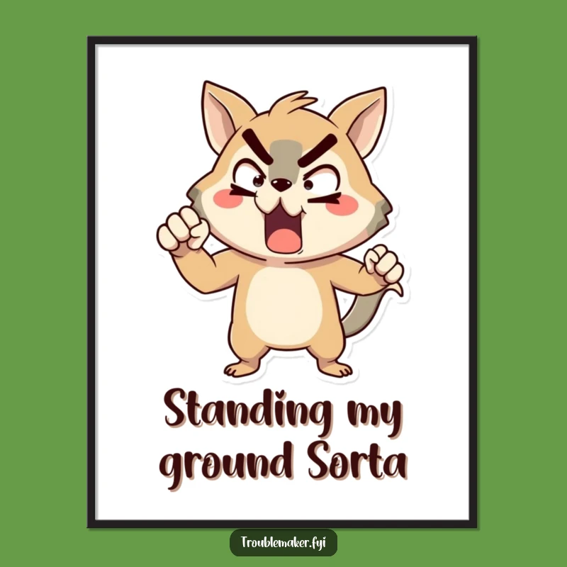 Funny Defiant Animal Digital Art - Exaggerated Pose Print for Bold Decor