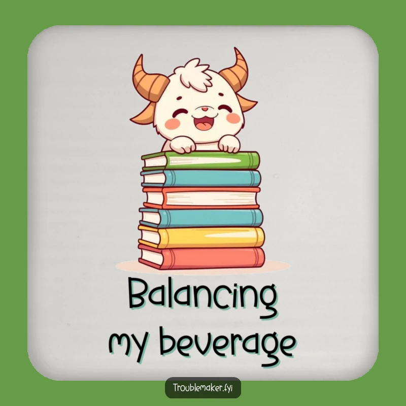 Funny Book Balance Creature Drink Coasters: Protect Surfaces with Literary Flair