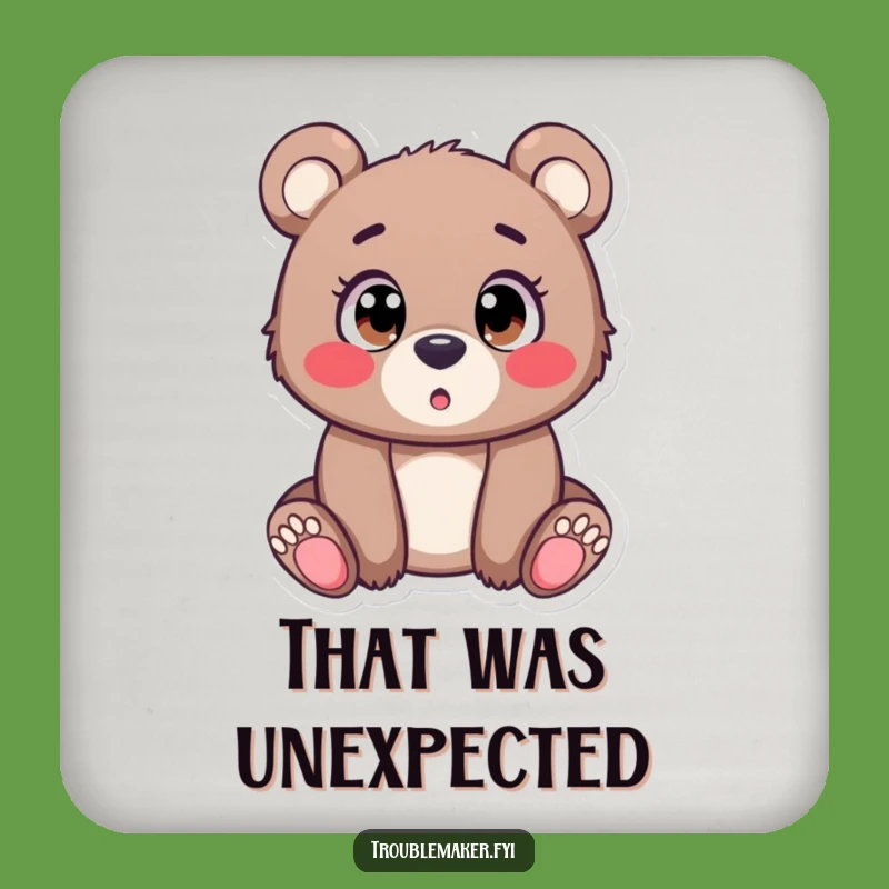Funny Bear Cub Surprise Coaster: Protect Surfaces with Astonished Charm
