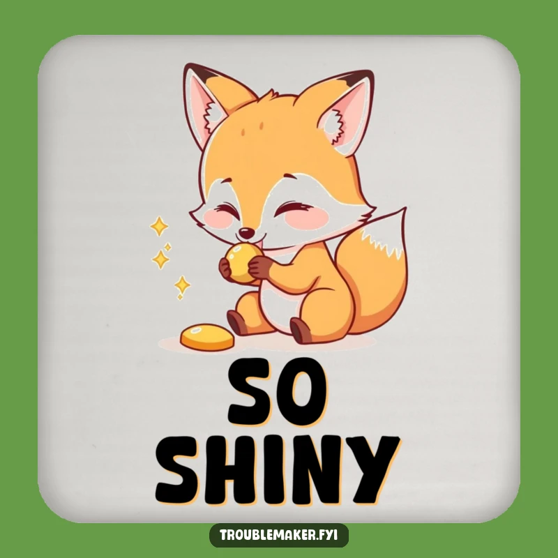 Funny Fox Coaster: Shiny Object Guardian, Playful Surface Protection