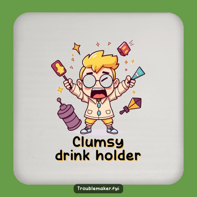 Funny Juggling Troublemaker Drink Coaster - Hilarious Protector for Chaotic Surfaces