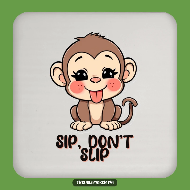 Funny Monkey Tongue Wink Coasters: Protect Surfaces with Playful Humor!