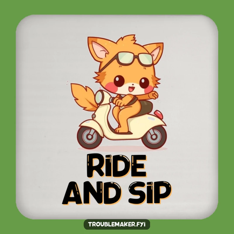 Funny Runaway Scooter Troublemaker Drink Coaster: Protect Surfaces with this Animal Coaster Gift