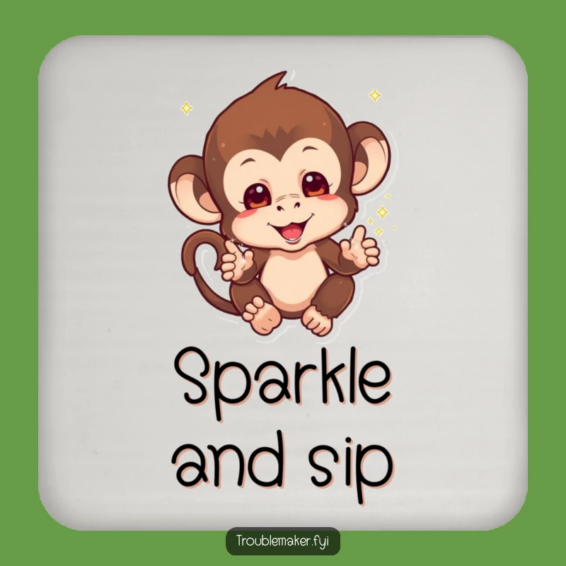 Funny Sparkle Monkey Coaster: Protect Surfaces with Magical Flair