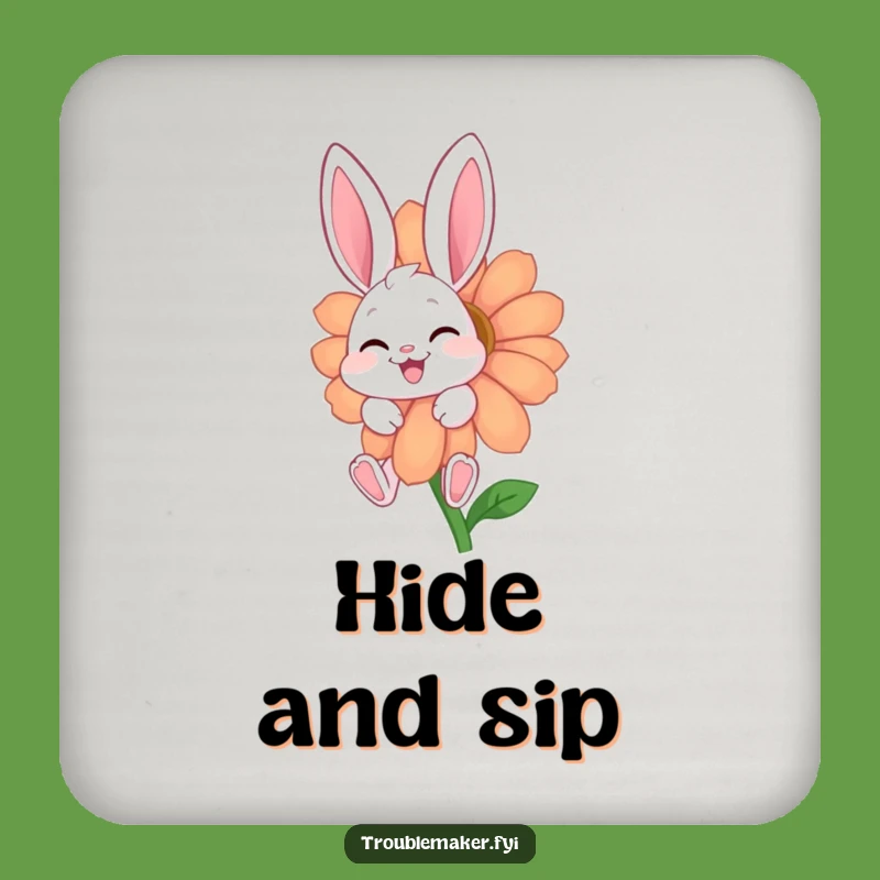 Funny Giggling Bunny Coaster Set: Cute Flower Character Drink Protector Gift