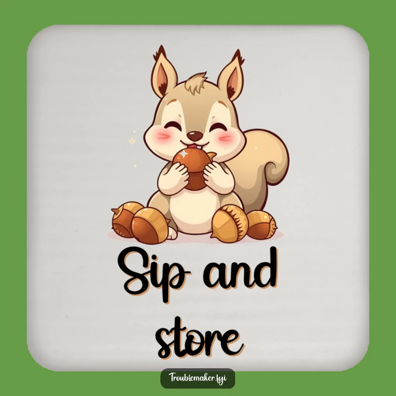 Funny Squirrel Acorn Coaster Set: Spirited Character Drink Protection