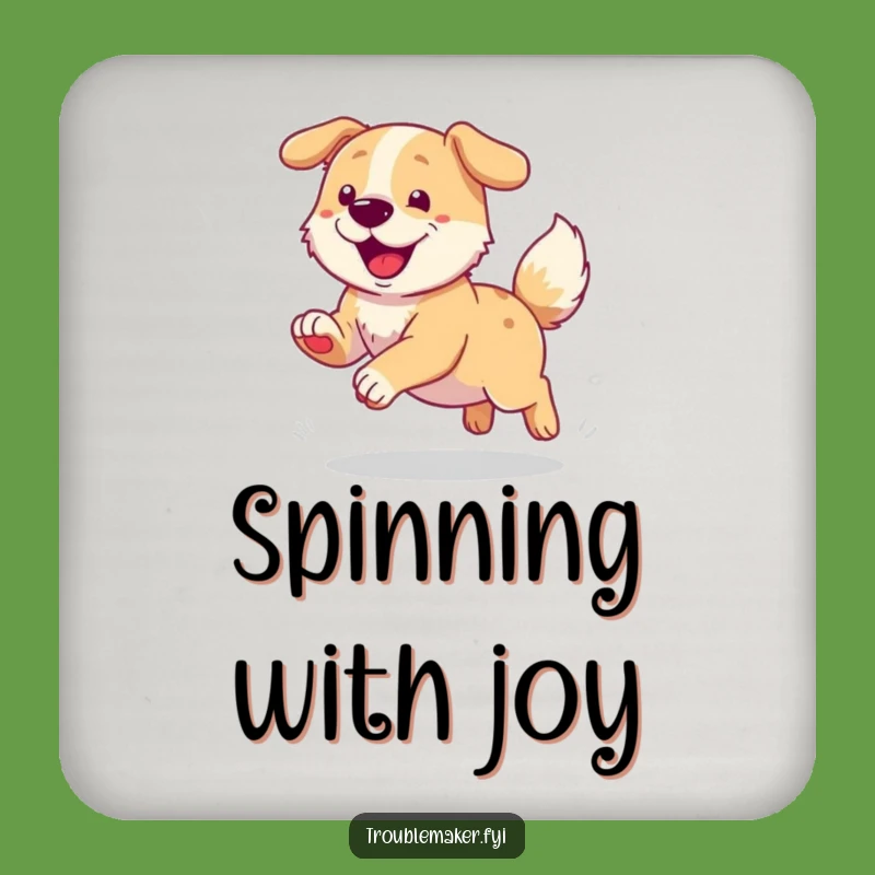 Funny Dog Chasing Tail Coaster - Protect Surfaces with Canine Charm